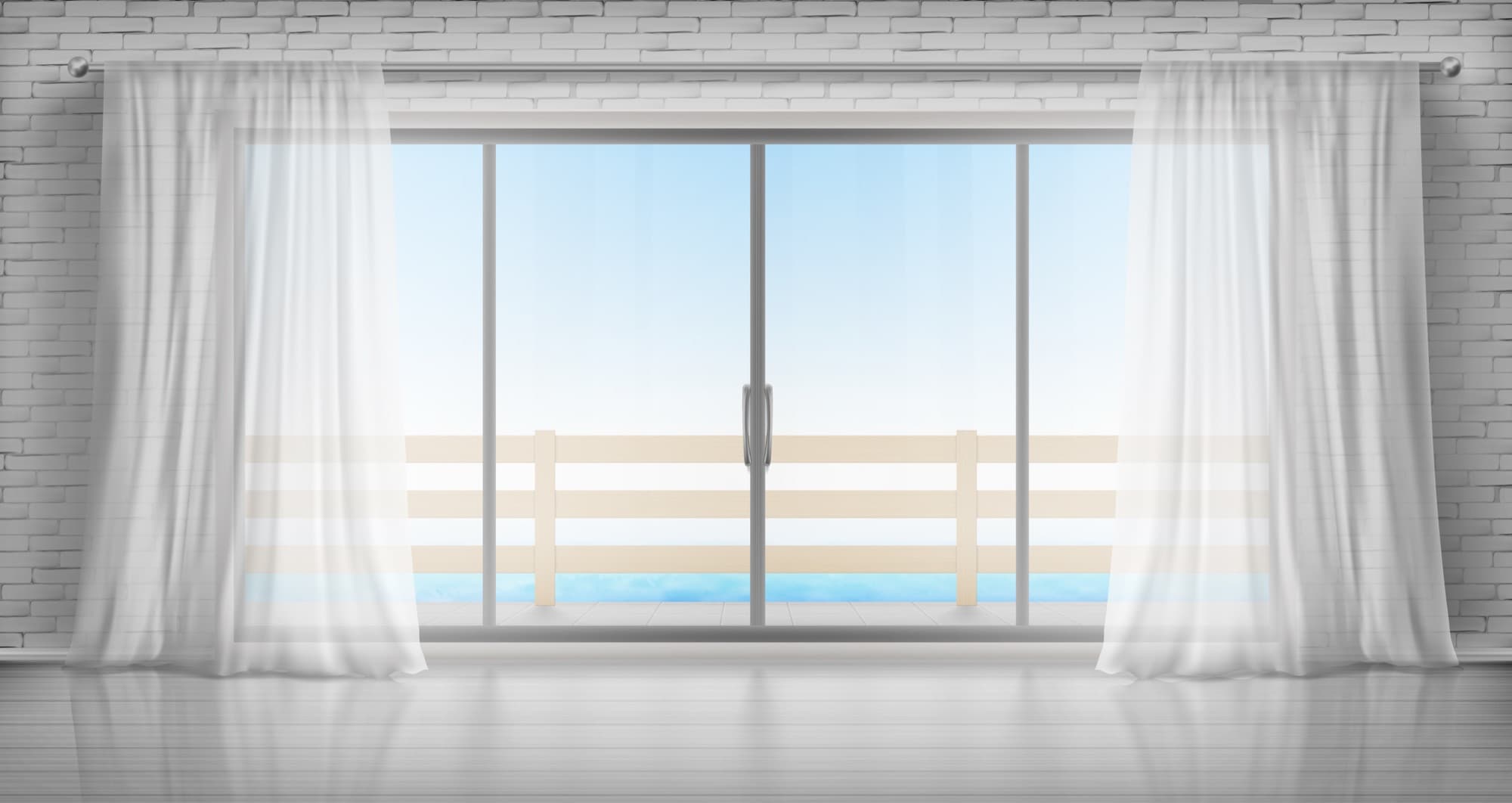 Bright glass room with a large aluminium-framed sliding door opening to an outdoor view.